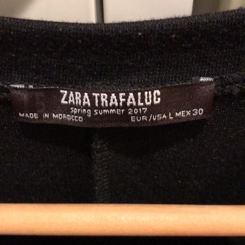 Zara Trafaluc Asymmetrical Fringe Black Sweatshirt Dress (Size L) - Picture 11 of 13